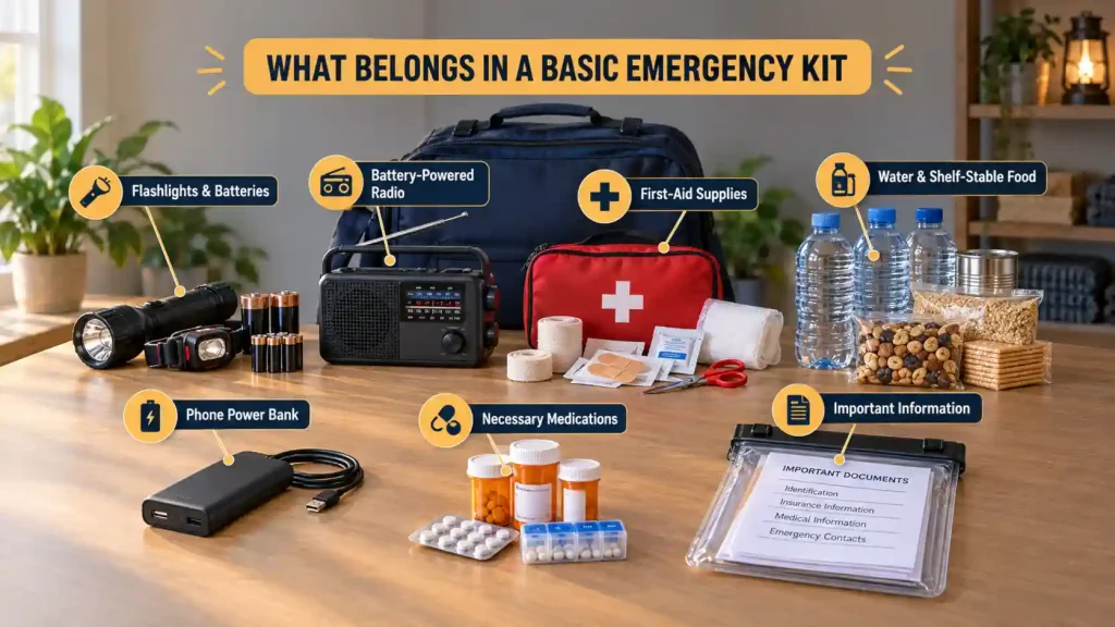 what belongs in a basic emergency kit
